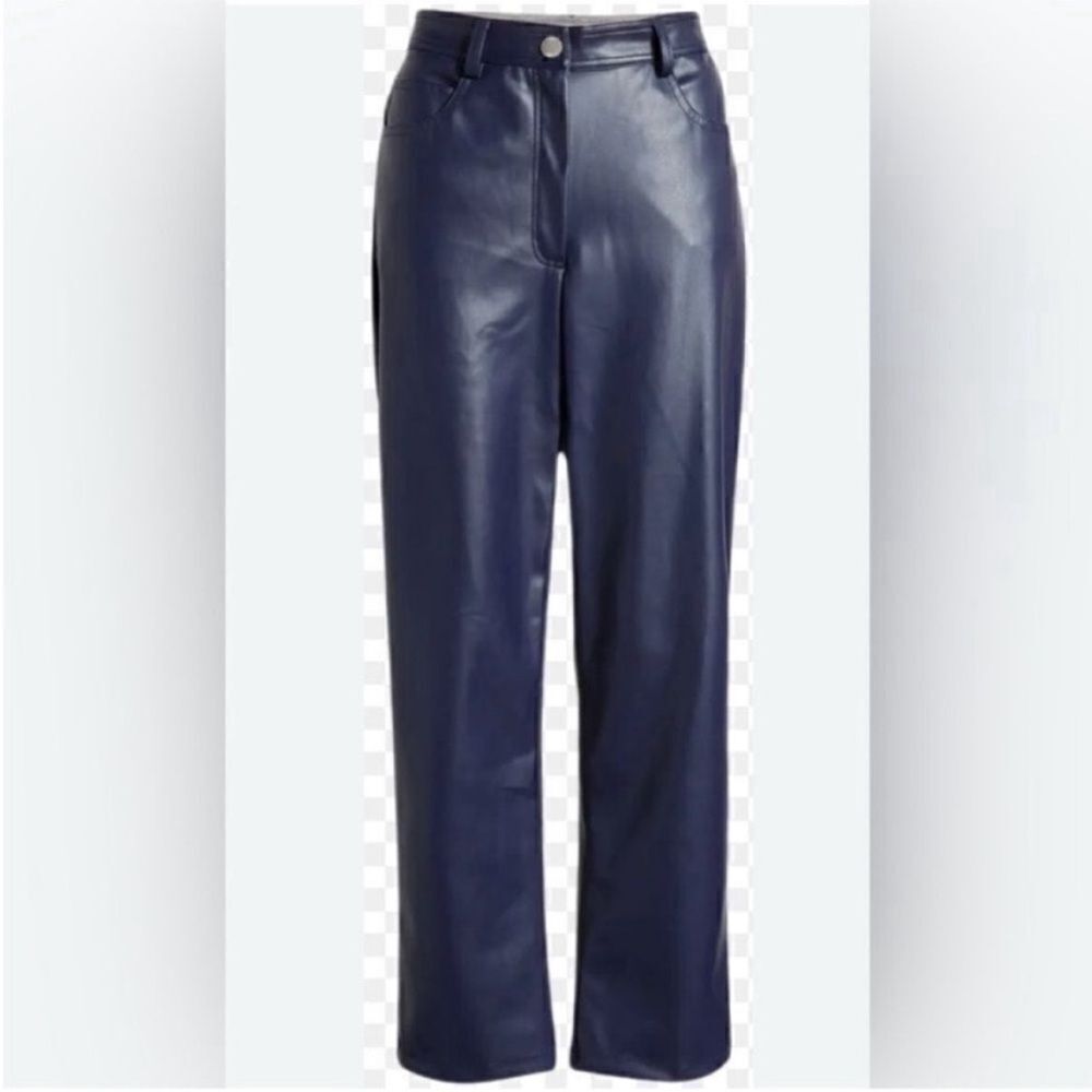 031 New Halogen® 5-Pocket Faux Leather Pants in Classic Blue Size 8 - Picture 10 of 11